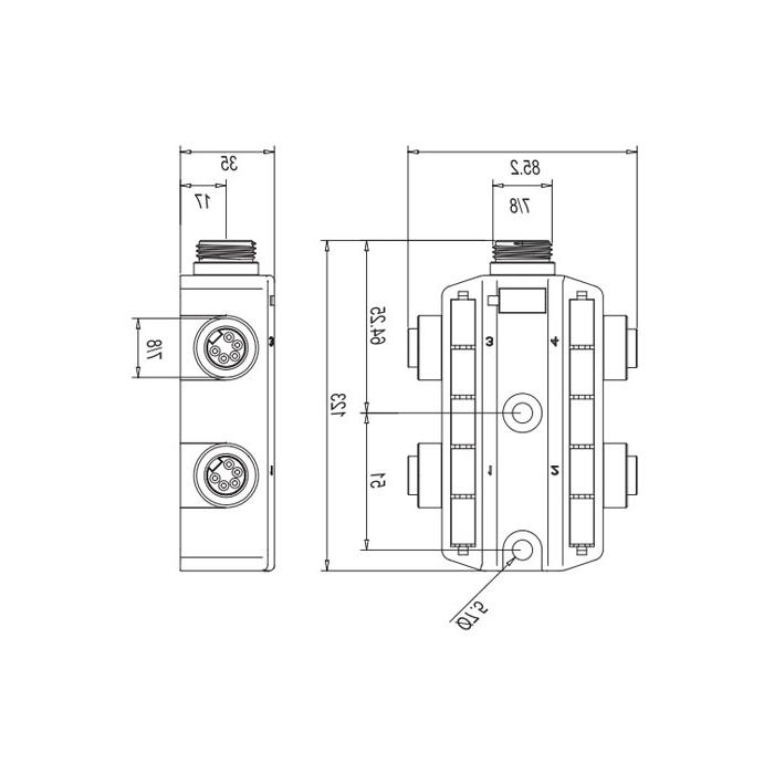 7/8”interface、5 Pin、4 Port、Power junction box、270541